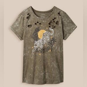 Torrid Graphic Relaxed Fit Cotton Crew Neck Destructed Tee NWT